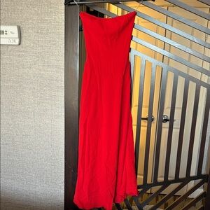 See You Monday Strapless Scarlet Dress